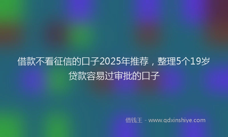 借款不看征信的口子2025年推荐，整理5个19岁贷款容易过审批的口子