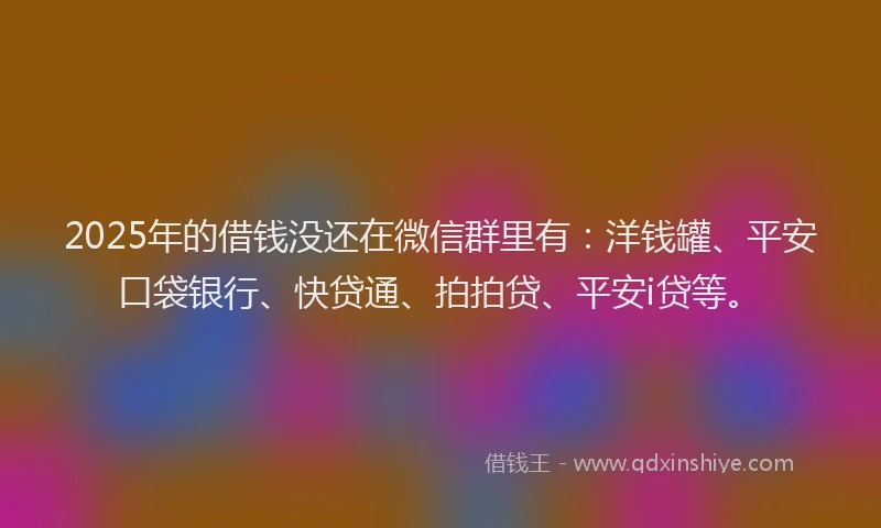 2025年的借钱没还在微信群里有：洋钱罐、平安口袋银行、快贷通、拍拍贷、平安i贷等。