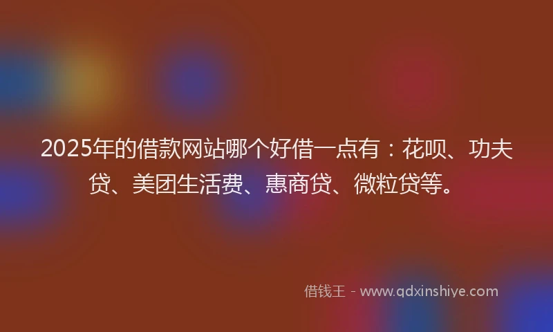 2025年的借款网站哪个好借一点有：花呗、功夫贷、美团生活费、惠商贷、微粒贷等。