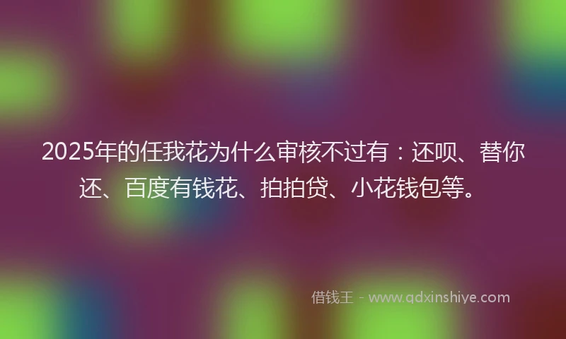 2025年的任我花为什么审核不过有：还呗、替你还、百度有钱花、拍拍贷、小花钱包等。