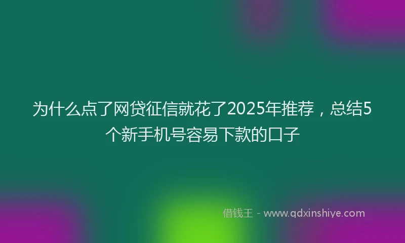 为什么点了网贷征信就花了2025年推荐，总结5个新手机号容易下款的口子