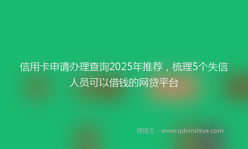 信用卡申请办理查询2025年推荐，梳理5个失信人员可以借钱的网贷平台