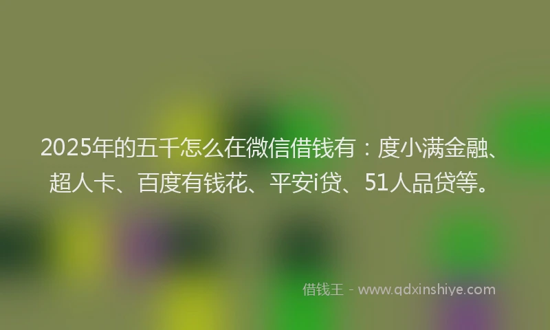 2025年的五千怎么在微信借钱有：度小满金融、超人卡、百度有钱花、平安i贷、51人品贷等。