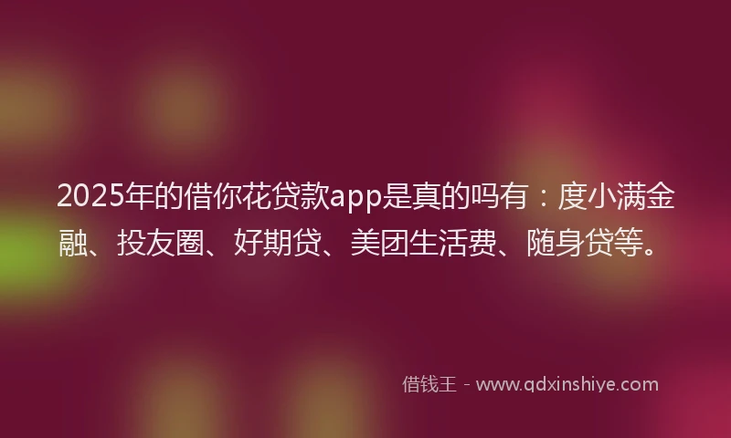 2025年的借你花贷款app是真的吗有：度小满金融、投友圈、好期贷、美团生活费、随身贷等。