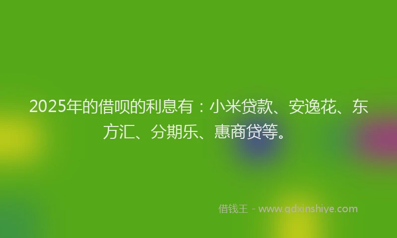 2025年的借呗的利息有：小米贷款、安逸花、东方汇、分期乐、惠商贷等。