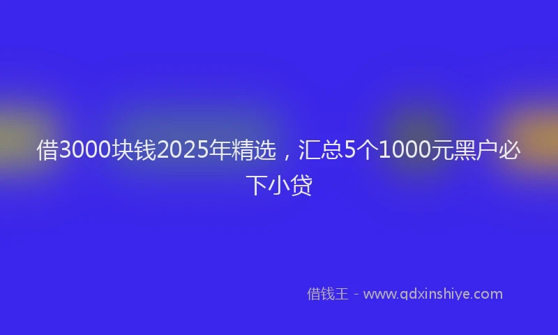 借3000块钱2025年精选，汇总5个1000元黑户必下小贷