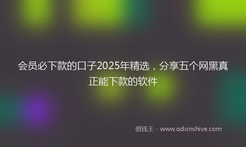 会员必下款的口子2025年精选，分享五个网黑真正能下款的软件