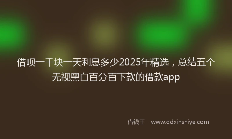借呗一千块一天利息多少2025年精选，总结五个无视黑白百分百下款的借款app