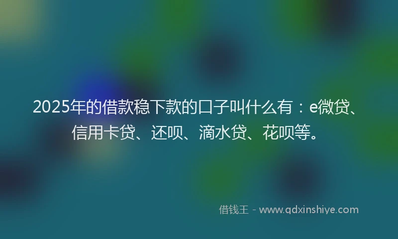 2025年的借款稳下款的口子叫什么有：e微贷、信用卡贷、还呗、滴水贷、花呗等。