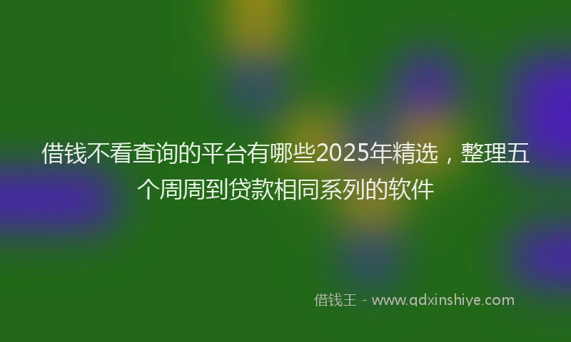 借钱不看查询的平台有哪些2025年精选，整理五个周周到贷款相同系列的软件
