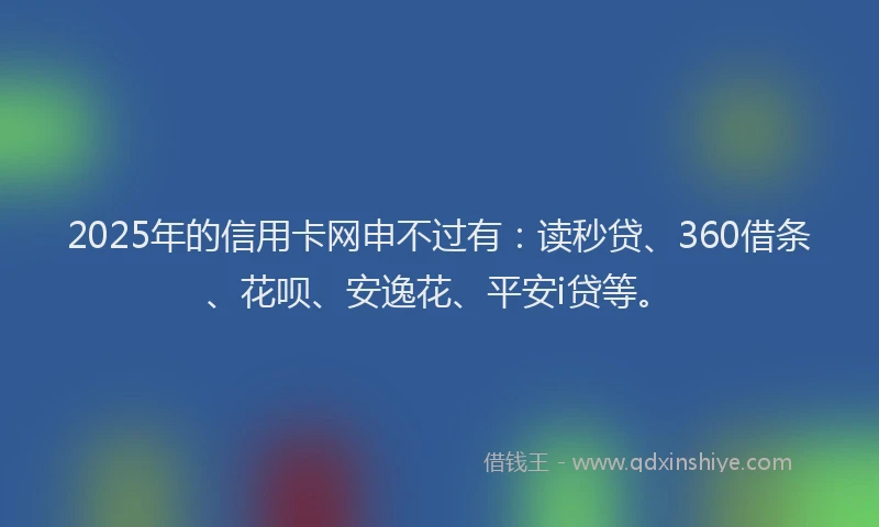 2025年的信用卡网申不过有：读秒贷、360借条、花呗、安逸花、平安i贷等。