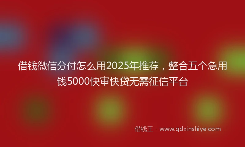 借钱微信分付怎么用2025年推荐，整合五个急用钱5000快审快贷无需征信平台