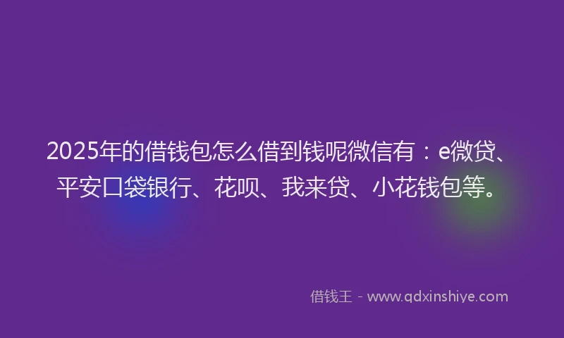 2025年的借钱包怎么借到钱呢微信有：e微贷、平安口袋银行、花呗、我来贷、小花钱包等。