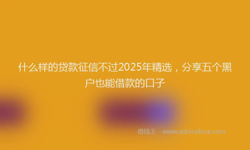 什么样的贷款征信不过2025年精选，分享五个黑户也能借款的口子