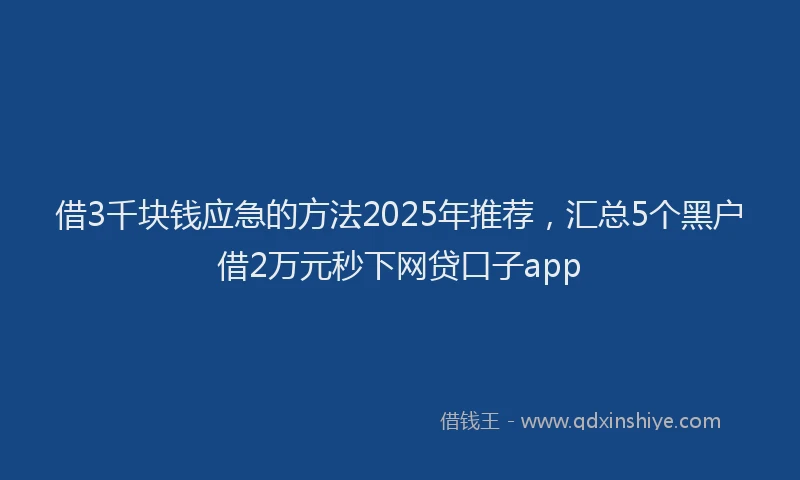 借3千块钱应急的方法2025年推荐，汇总5个黑户借2万元秒下网贷口子app