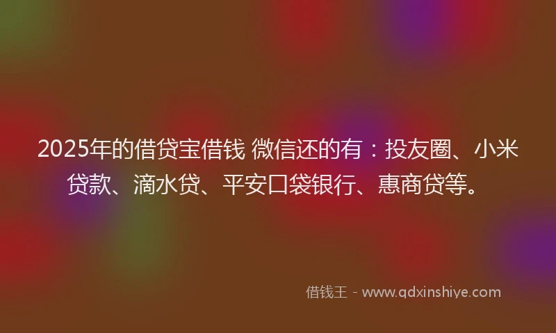 2025年的借贷宝借钱 微信还的有：投友圈、小米贷款、滴水贷、平安口袋银行、惠商贷等。