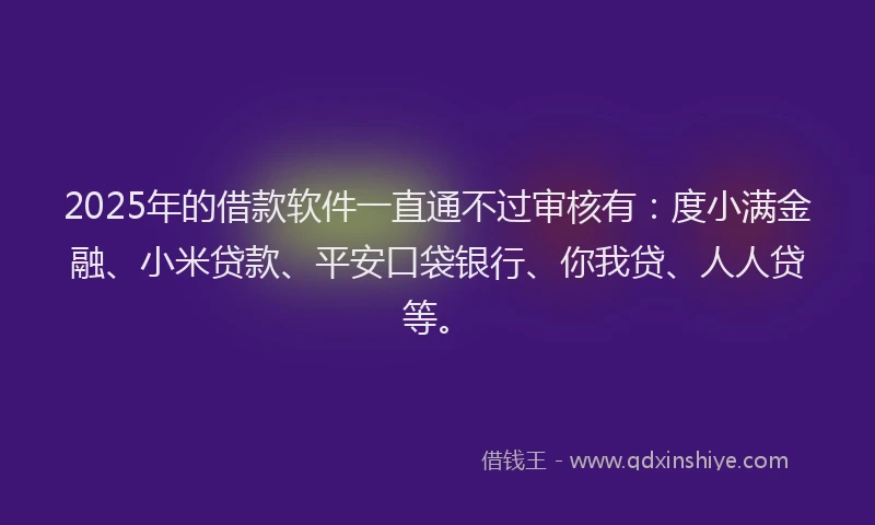 2025年的借款软件一直通不过审核有：度小满金融、小米贷款、平安口袋银行、你我贷、人人贷等。
