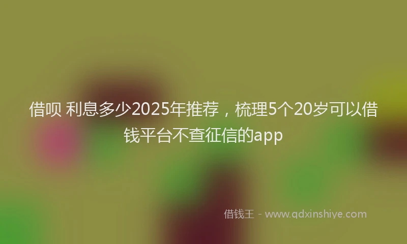 借呗 利息多少2025年推荐，梳理5个20岁可以借钱平台不查征信的app