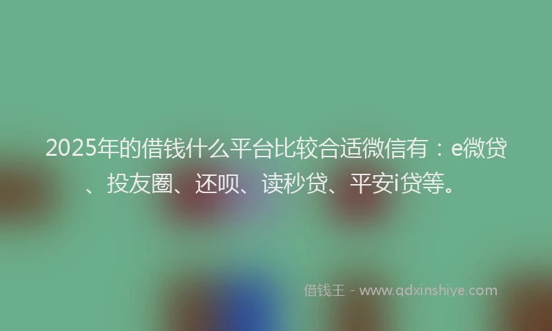 2025年的借钱什么平台比较合适微信有：e微贷、投友圈、还呗、读秒贷、平安i贷等。