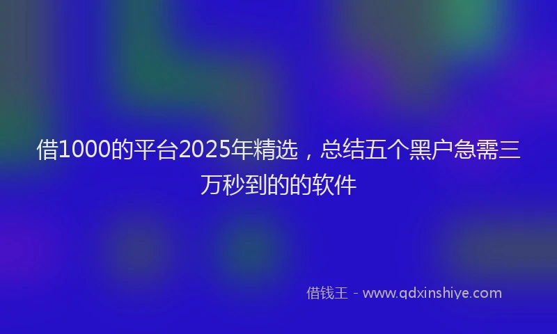 借1000的平台2025年精选，总结五个黑户急需三万秒到的的软件