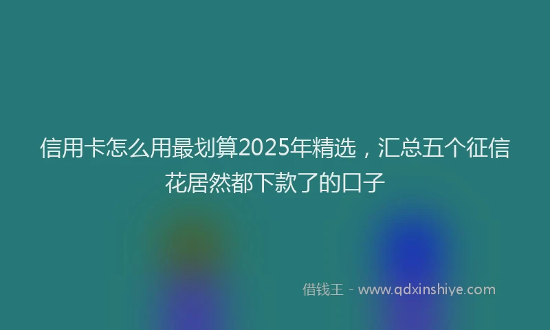 信用卡怎么用最划算2025年精选，汇总五个征信花居然都下款了的口子