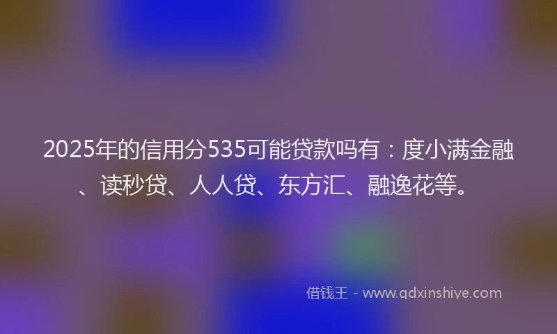 2025年的信用分535可能贷款吗有：度小满金融、读秒贷、人人贷、东方汇、融逸花等。