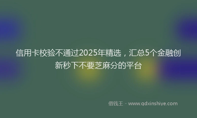 信用卡校验不通过2025年精选，汇总5个金融创新秒下不要芝麻分的平台
