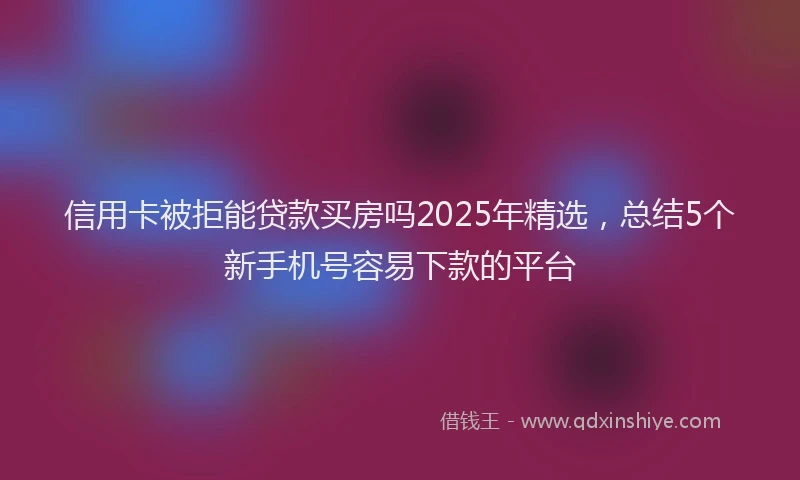 信用卡被拒能贷款买房吗2025年精选，总结5个新手机号容易下款的平台