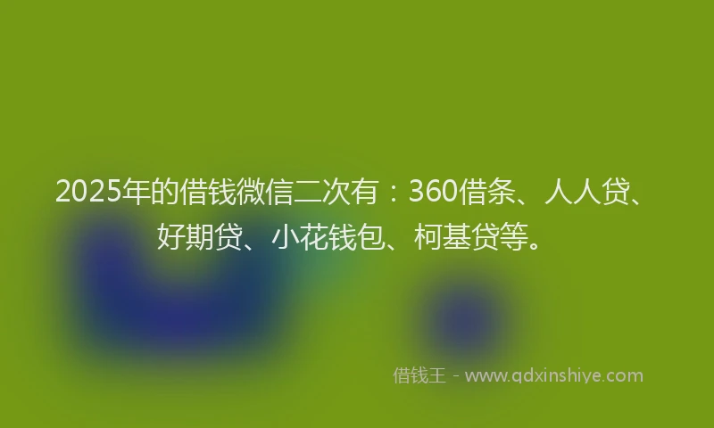 2025年的借钱微信二次有：360借条、人人贷、好期贷、小花钱包、柯基贷等。
