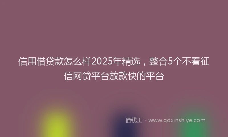 信用借贷款怎么样2025年精选，整合5个不看征信网贷平台放款快的平台