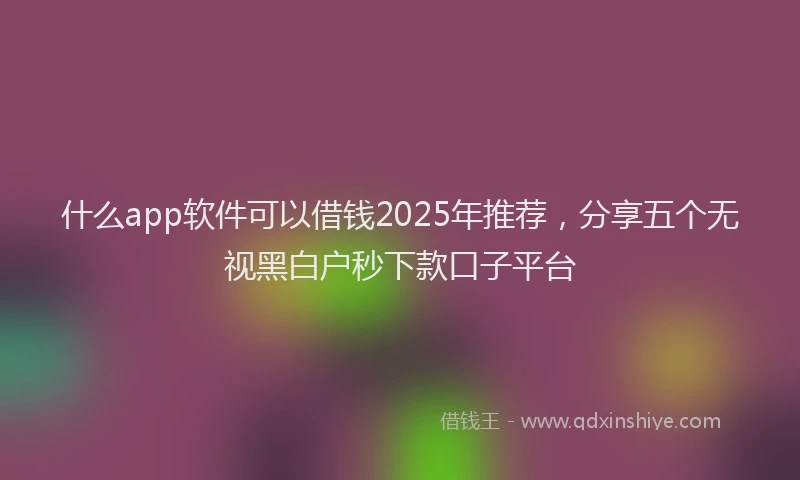 什么app软件可以借钱2025年推荐，分享五个无视黑白户秒下款口子平台