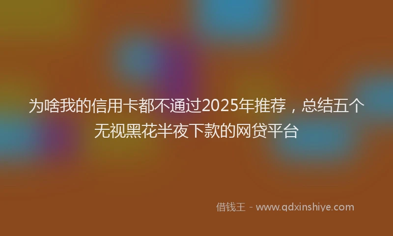 为啥我的信用卡都不通过2025年推荐，总结五个无视黑花半夜下款的网贷平台