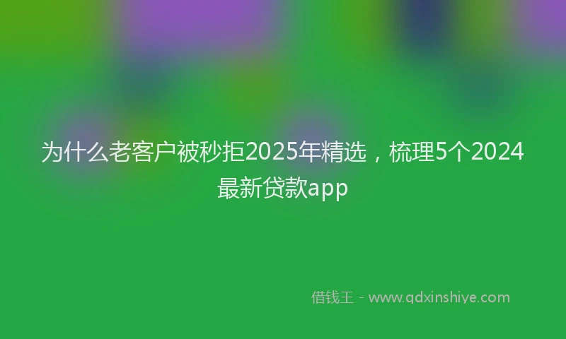 为什么老客户被秒拒2025年精选，梳理5个2024最新贷款app