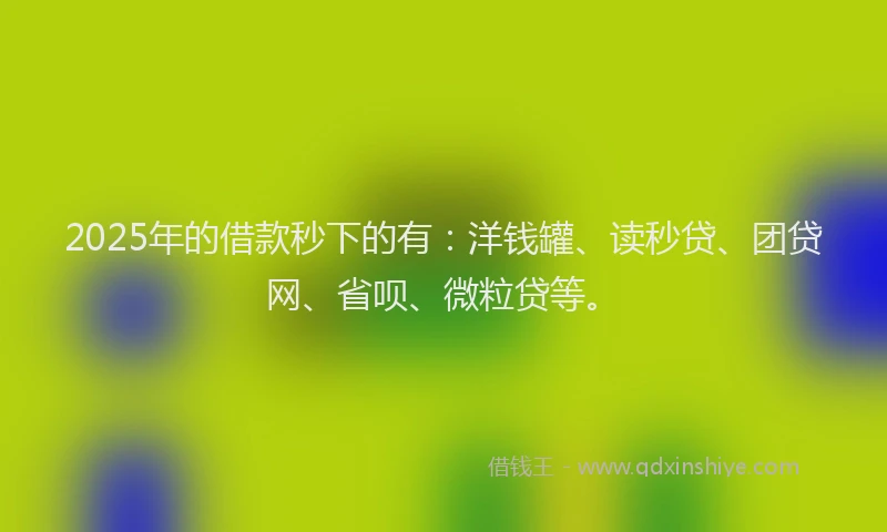 2025年的借款秒下的有：洋钱罐、读秒贷、团贷网、省呗、微粒贷等。