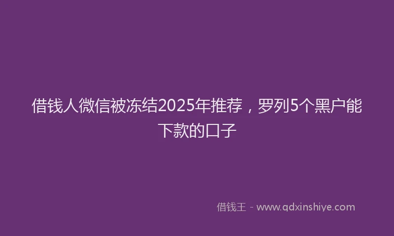 借钱人微信被冻结2025年推荐，罗列5个黑户能下款的口子