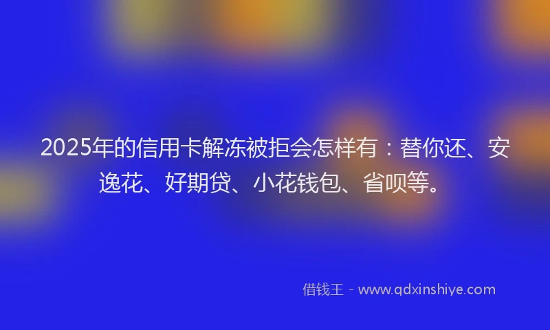 2025年的信用卡解冻被拒会怎样有：替你还、安逸花、好期贷、小花钱包、省呗等。