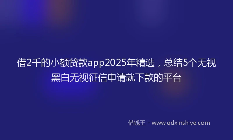 借2千的小额贷款app2025年精选，总结5个无视黑白无视征信申请就下款的平台