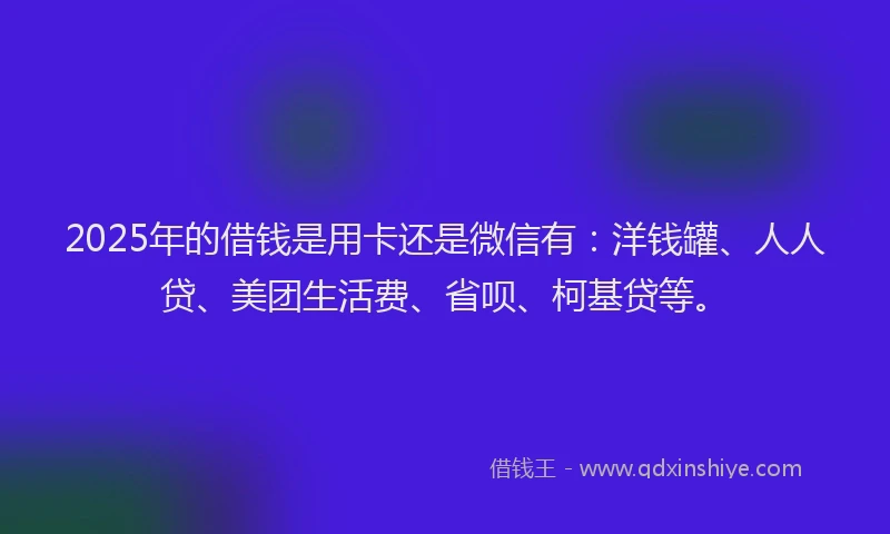 2025年的借钱是用卡还是微信有：洋钱罐、人人贷、美团生活费、省呗、柯基贷等。