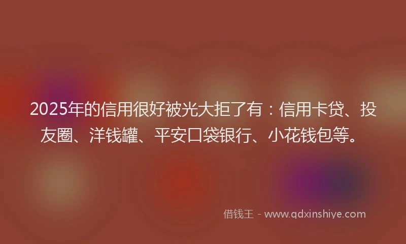 2025年的信用很好被光大拒了有：信用卡贷、投友圈、洋钱罐、平安口袋银行、小花钱包等。
