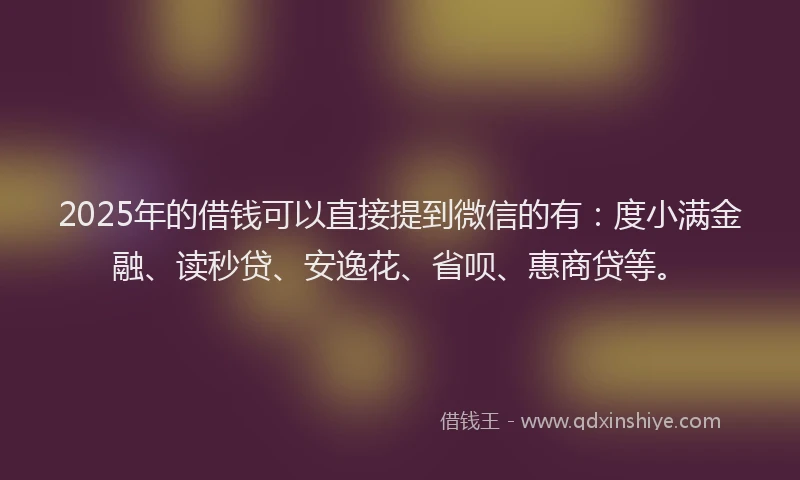 2025年的借钱可以直接提到微信的有：度小满金融、读秒贷、安逸花、省呗、惠商贷等。