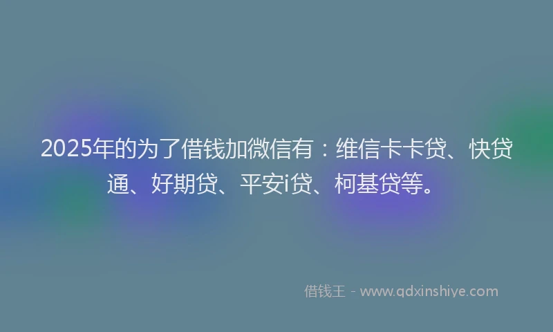 2025年的为了借钱加微信有：维信卡卡贷、快贷通、好期贷、平安i贷、柯基贷等。