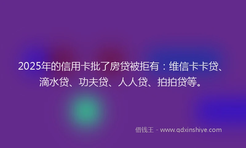 2025年的信用卡批了房贷被拒有：维信卡卡贷、滴水贷、功夫贷、人人贷、拍拍贷等。
