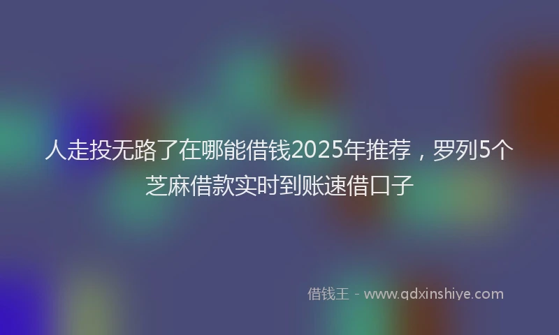 人走投无路了在哪能借钱2025年推荐，罗列5个芝麻借款实时到账速借口子