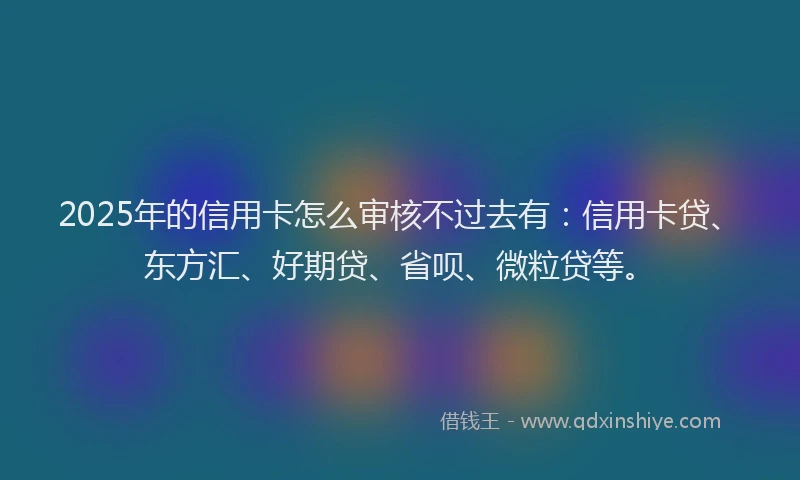 2025年的信用卡怎么审核不过去有：信用卡贷、东方汇、好期贷、省呗、微粒贷等。