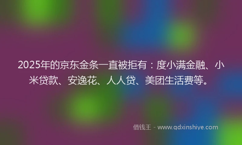 2025年的京东金条一直被拒有:度小满金融、小米贷款、安逸花、人人贷、美团生活费等。