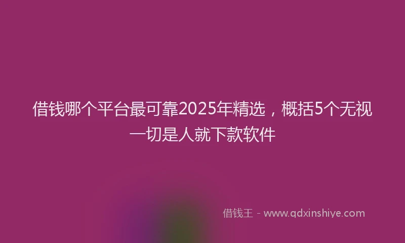 借钱哪个平台最可靠2025年精选，概括5个无视一切是人就下款软件
