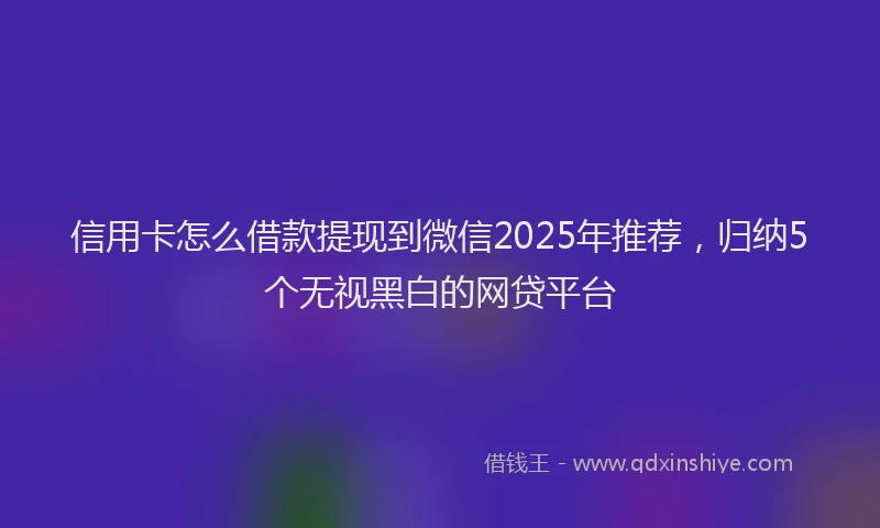 信用卡怎么借款提现到微信2025年推荐，归纳5个无视黑白的网贷平台