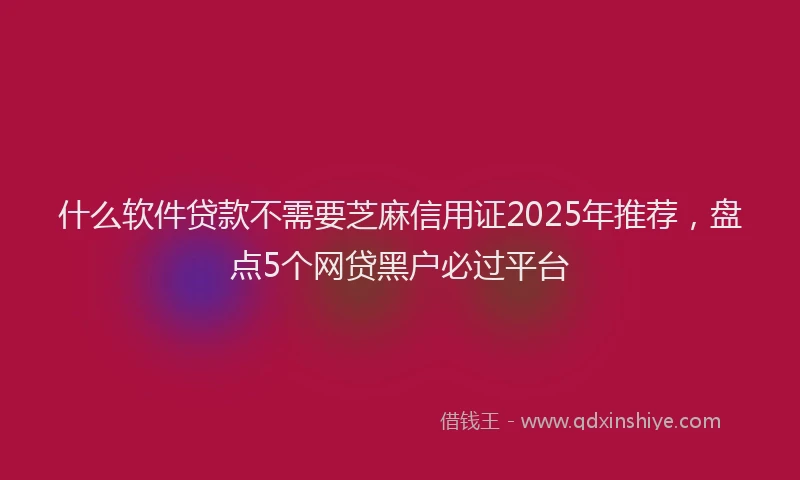 什么软件贷款不需要芝麻信用证2025年推荐，盘点5个网贷黑户必过平台