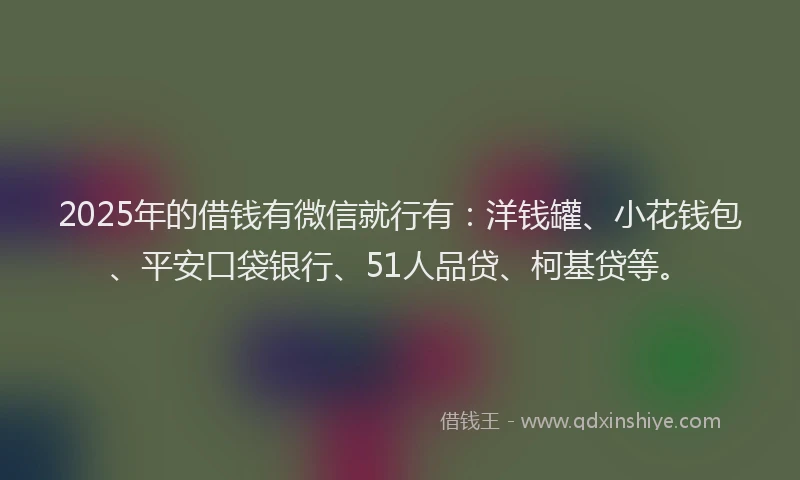 2025年的借钱有微信就行有：洋钱罐、小花钱包、平安口袋银行、51人品贷、柯基贷等。
