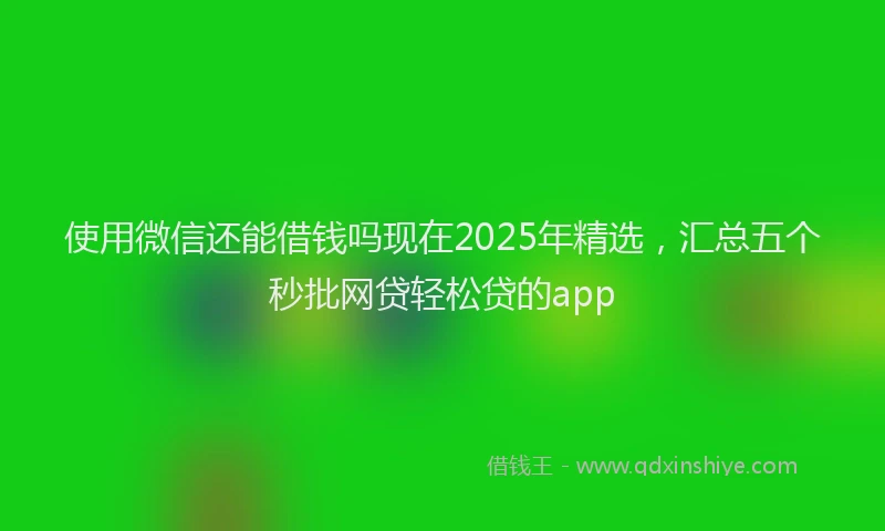使用微信还能借钱吗现在2025年精选，汇总五个秒批网贷轻松贷的app